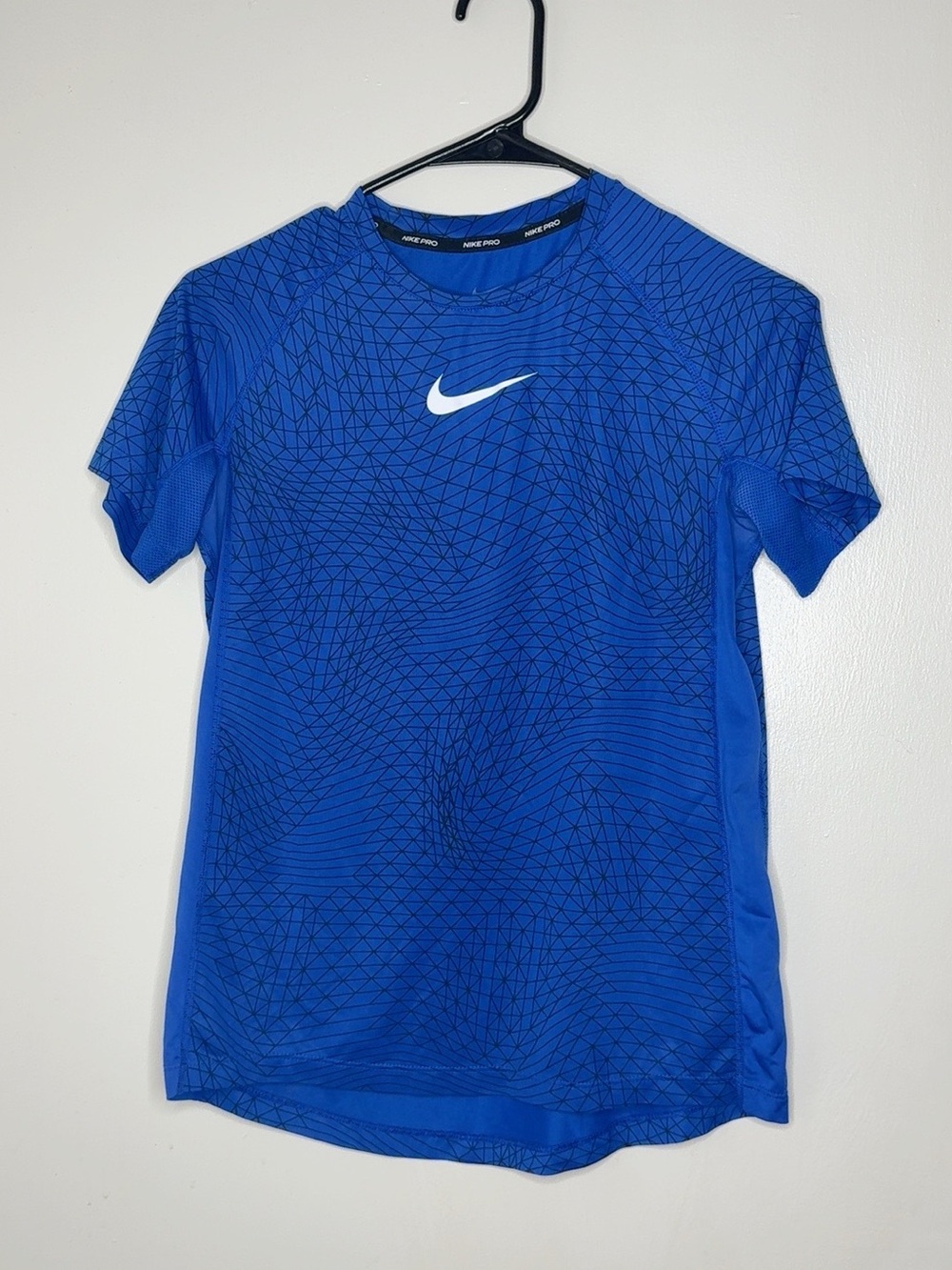 Nike Pro Dri-FIT Blue Geometric Training Shirt Women’s L FD5373-480